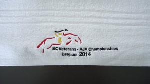 Geborduurde handdoek - EC Veterans - AJA Championships Belgium 2014
