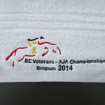 Geborduurde handdoek - EC Veterans - AJA Championships Belgium 2014